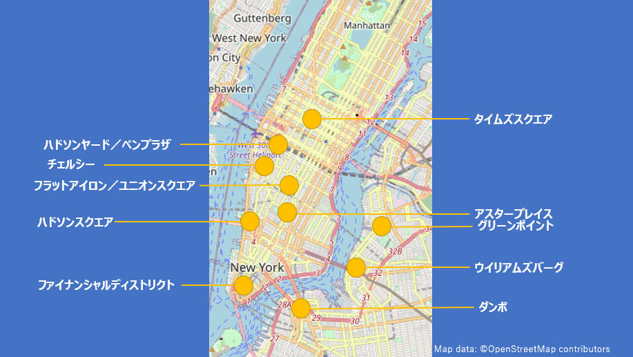 ニューヨーク市のテック企業集積マップ