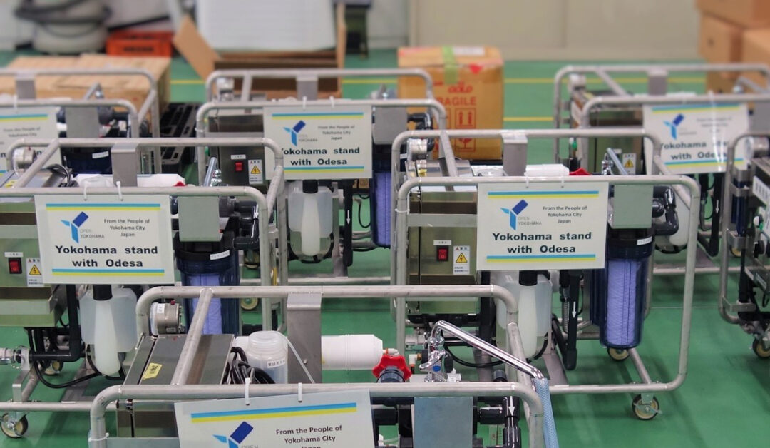 Mobile water purifiers sent by Yokohama used in testing for Odesa alternative water supply
